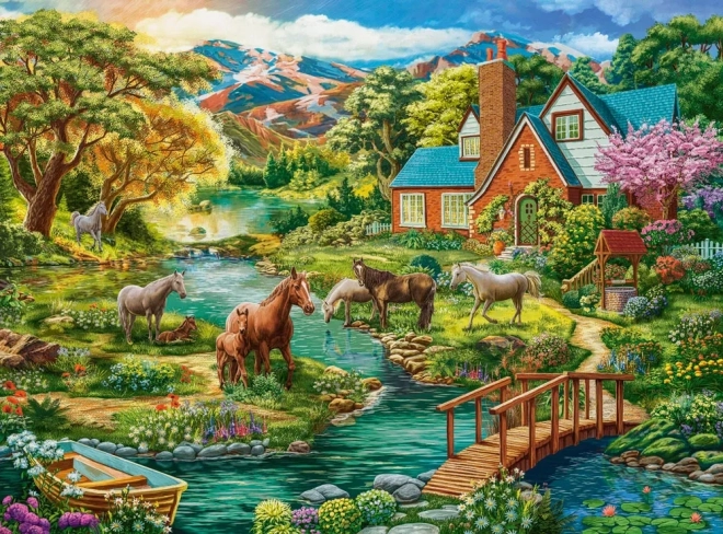 Idyllic House with Horses Puzzle 2000 Pieces