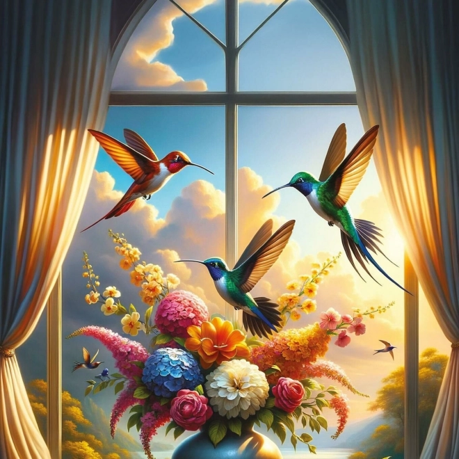 Puzzel Symfonie van vleugels en bloemen 500 stukjes