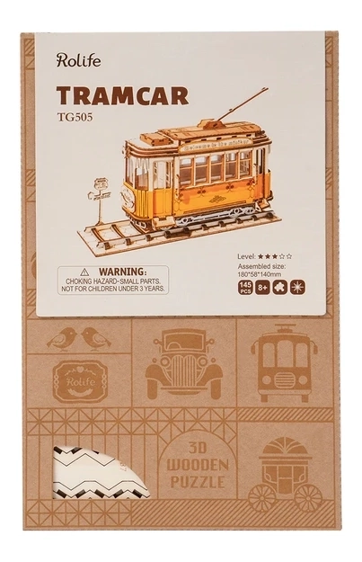 RoboTime Wooden 3D Puzzle Historic Tram