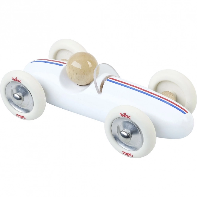 Vilac Large Wooden Racing Car Grand Prix Vintage White