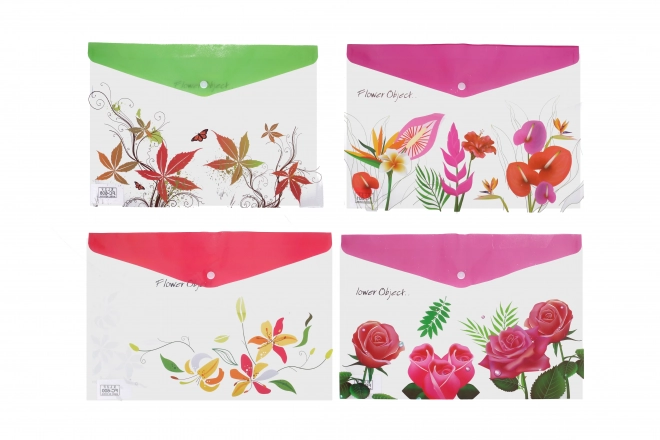 Folder with Snap Closure - Flower Design