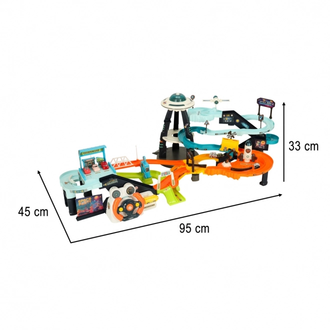 Space Multi-Level Car Track with Steering Wheel