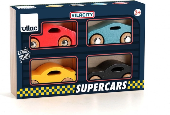 Set of 4 Wooden Cars Vilacity