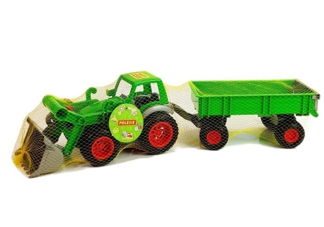 Green Tractor Loader with Trailer by Polesie