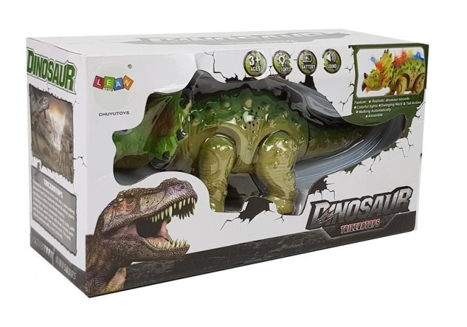 Electronic Walking Triceratops Dinosaur Toy Green