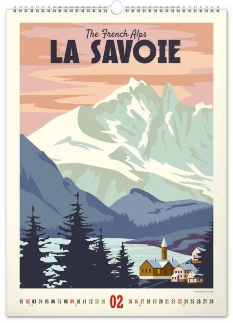 Wall Calendar Travel Posters - Mountains 2025