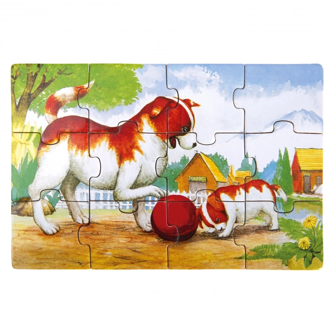 Wooden Puzzle Box with Animal Illustrations