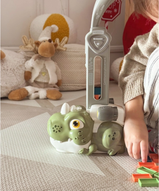Dinosauro verde interattivo WOOPIE con trenino elettrico e domino