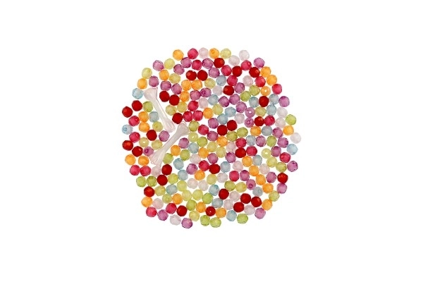 Bead Set With String - Colorful Plastic Beads in Plastic Jar