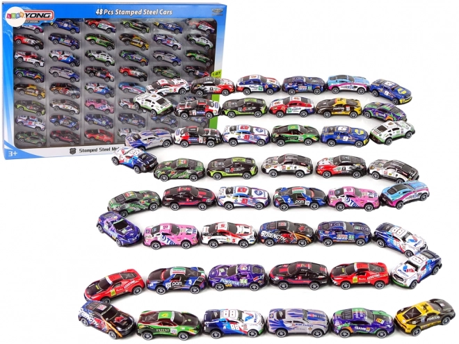 Metal Sports Car Set in Various Colors - 48 Pieces