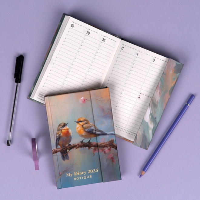 Weekly Magnetic Planner with Birds 2025