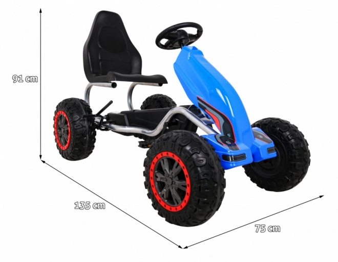 Large Pedal Go-Kart Strong for Children Blue + 100 kg Capacity + EVA Wheels + Hand Brake + Sports Seat