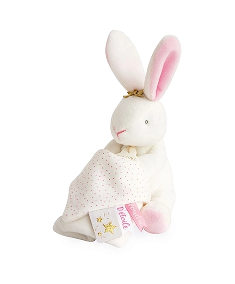 Cuddly Toy Gift Set - Plush Rabbit with Comforter in Pink