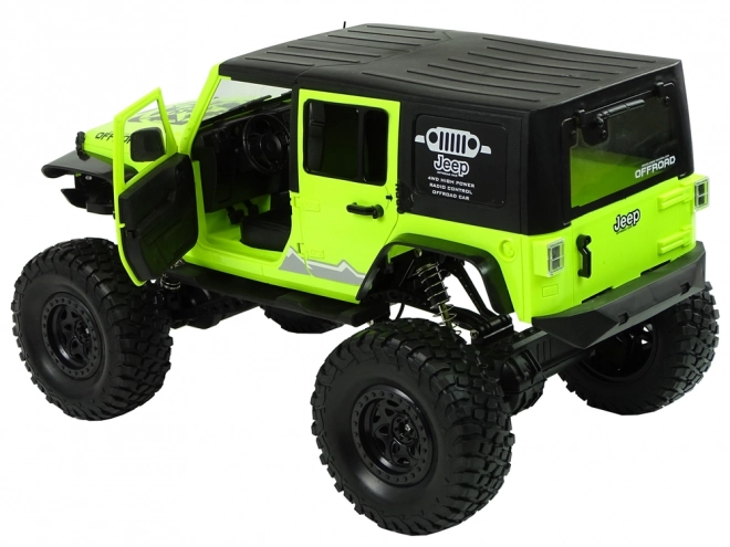 Remote Control Off-Road Rock Crawler with Green Shock Absorbers 4x4