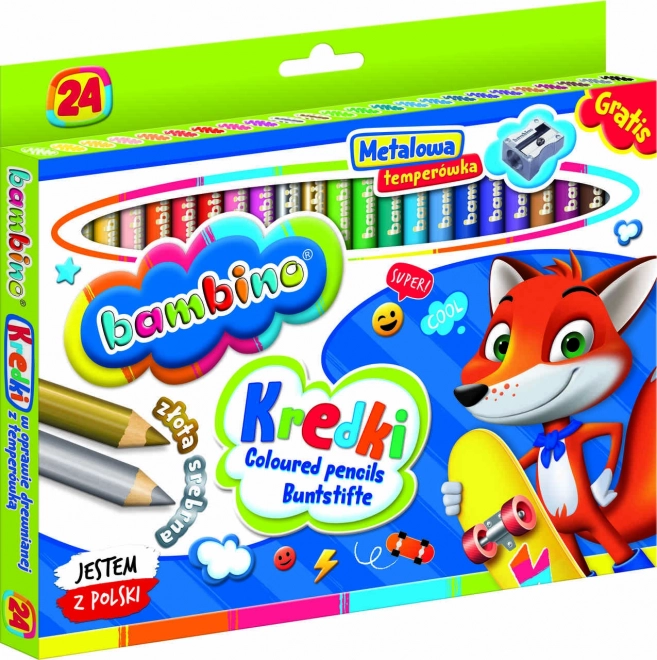 Bambino Colored Pencils Set with Sharpener, 24 Colors