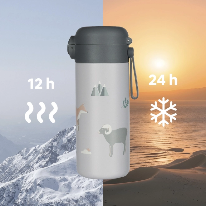 Thermos with Straw and Silicone Handle 350 ml Mountains