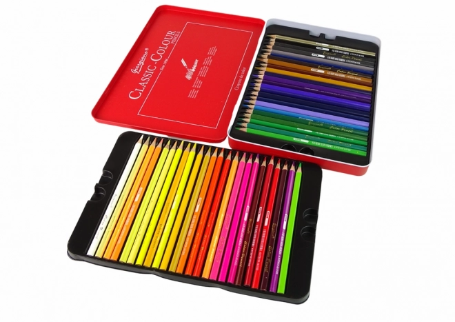 Set of 48 Artist Colored Pencils with Metal Case