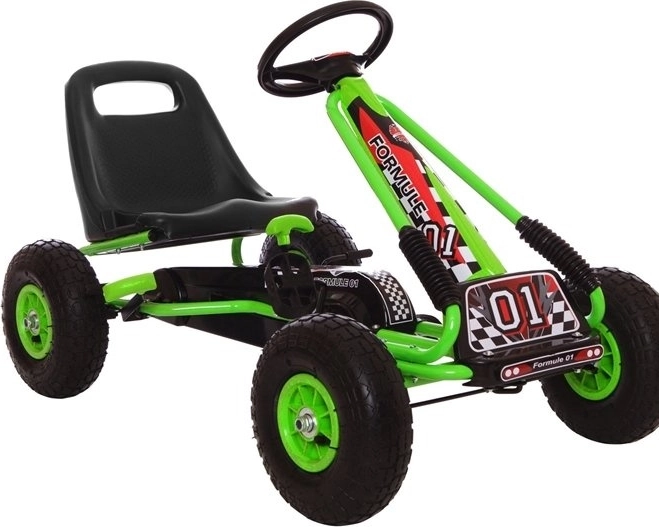 Pedal Air Kart + Inflatable Tires + Adjustable Seat – Green