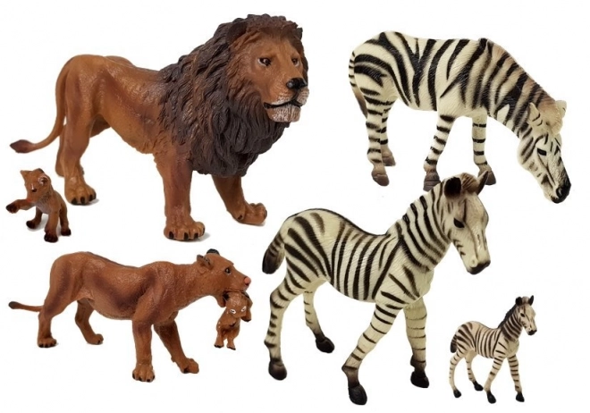 Animal Toy Set Lion and Zebra Family