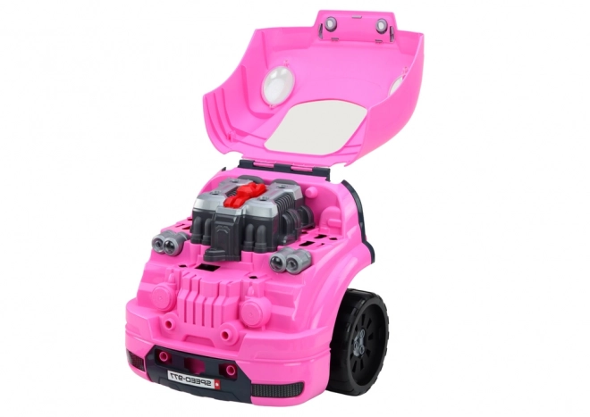 Workshop Engine Playset Pink Car for Kids