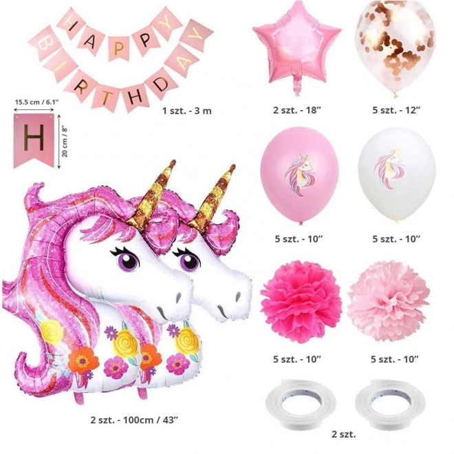 Unicorn Birthday Balloon Set for Girls