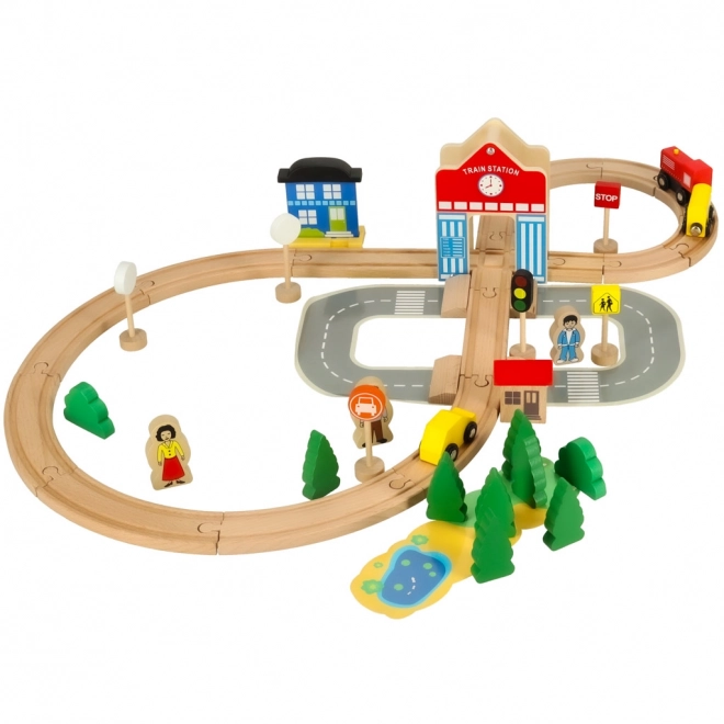 Wooden Train Set With Station