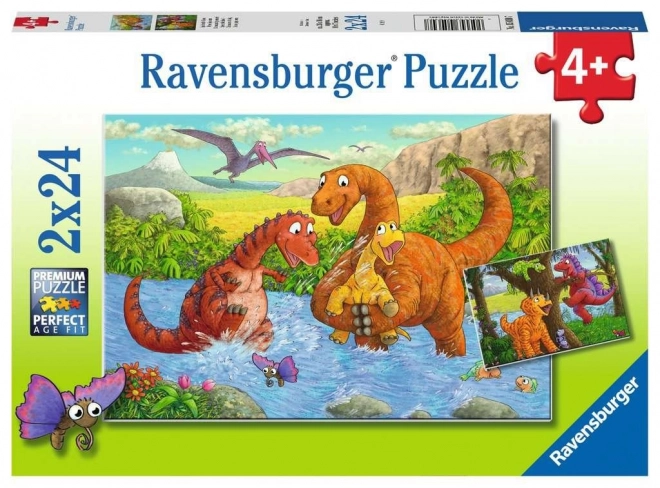 Playful Dinosaurs Puzzle 2x24 Pieces