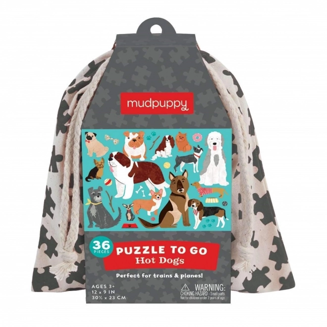 Mudpuppy Dog Puzzle in Fabric Pouch with 36 Pieces