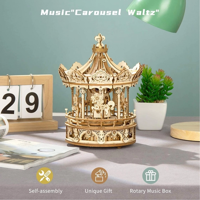 Rokr 3D Wooden Puzzle Romantic Carousel Music Box