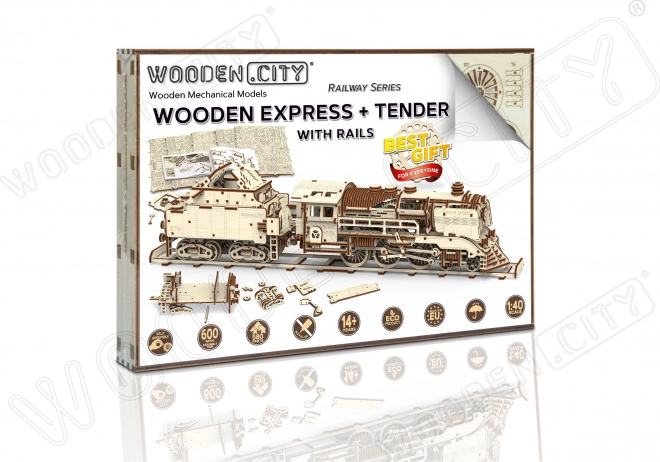 Wooden City 3D Puzzle Express with Tender and Tracks