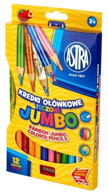 Astra Jumbo Rainbow Colored Pencils Set with Sharpener