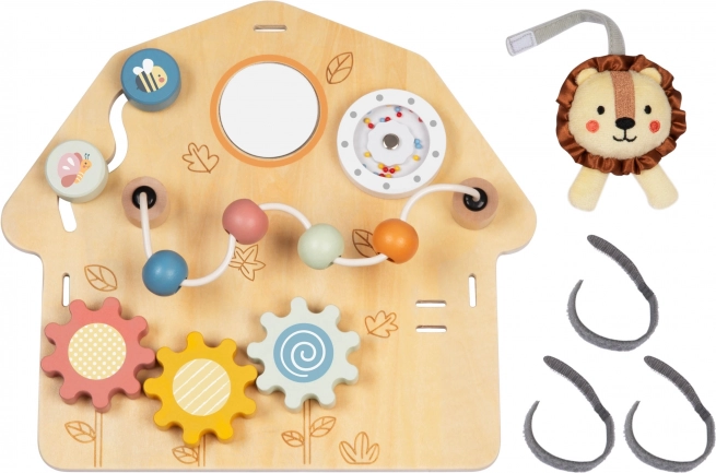 Tooky Toy Velká Dřevěná Manipulační Tabule Domek - Centrum Aktivit