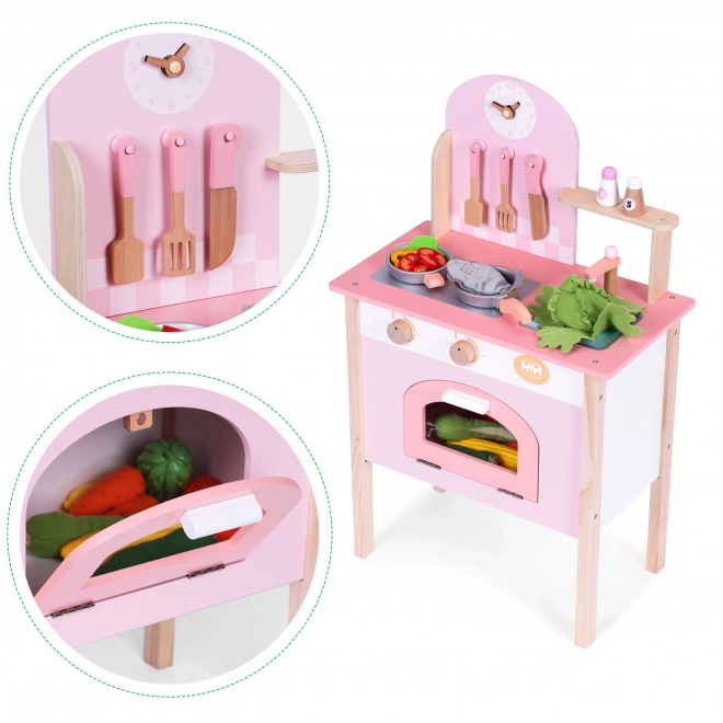 Children's Pink Play Kitchen with Accessories