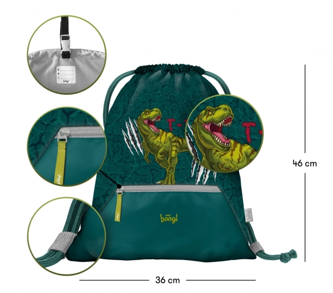 Baagl T-Rex School Backpack Set