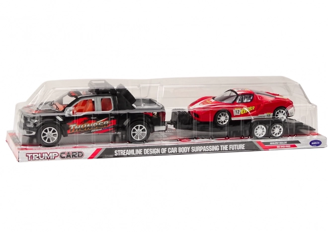 Pickup Truck with Trailer and Sports Car Set