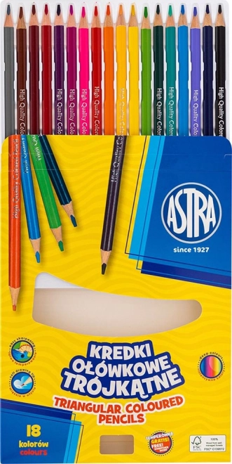 Triangular Colored Pencils with Sharpener - 18 pcs by ASTRA