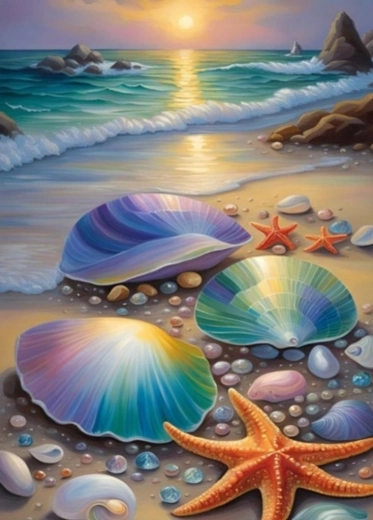 Diamantmalerei Muschel und Seestern 30x40cm