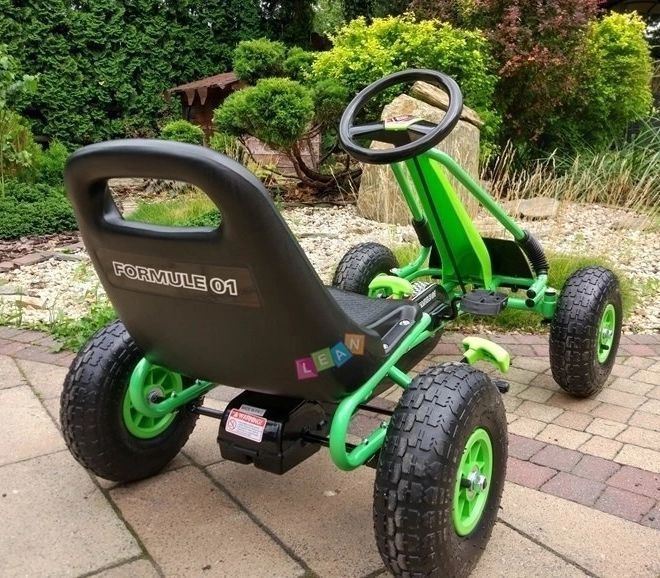 Pedal Air Kart + Inflatable Tires + Adjustable Seat – Green