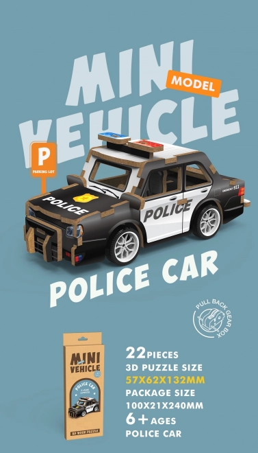 3D Wooden Puzzle Police Car