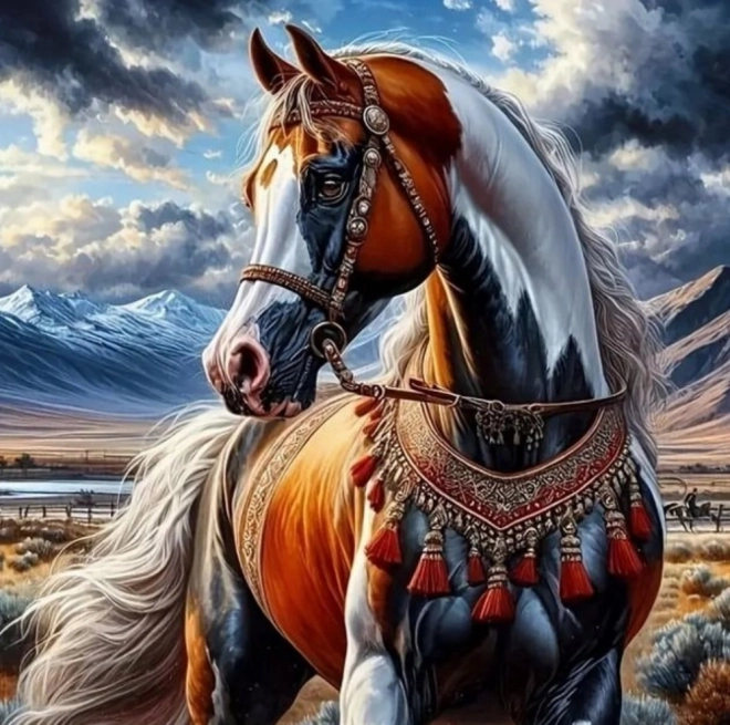 Diamond Painting Horse in Indian Harness 30x40 cm