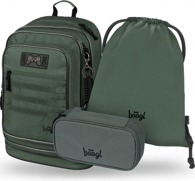 Baagl Set 3 Cubic Grove: zaino, astuccio, sacca