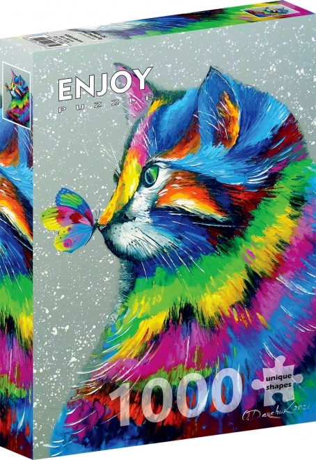 Enjoy Beautiful Cat and Butterfly Puzzle 1000 Pieces