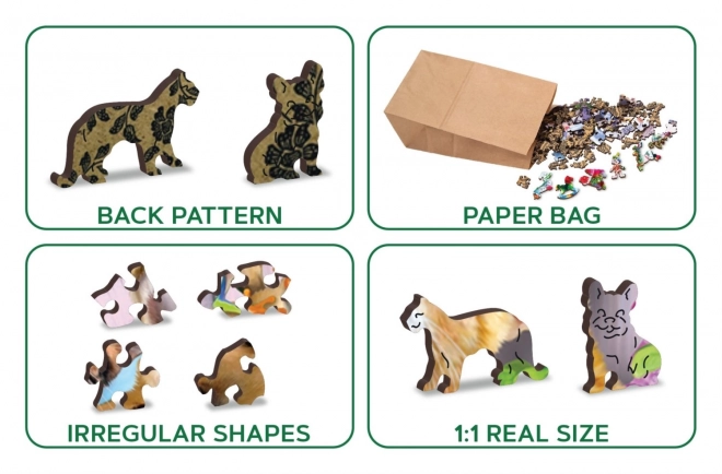 Wooden Puzzle Crazy Pets 2-in-1