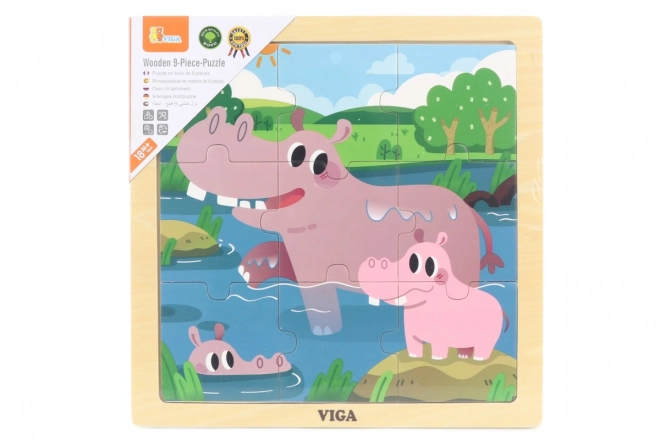 Wooden Puzzle with Hippos