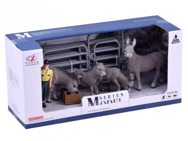 Animal Farm Set with Donkey Figures 4 Pieces – B