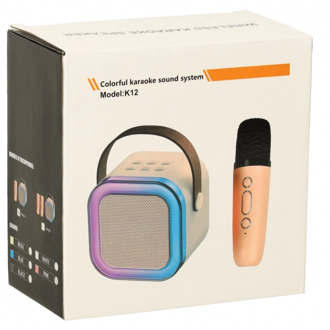 Karaoke set mikrofon + přenosný reproduktor BLUETOOTH USB LED růžový