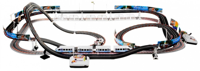 2-in-1 Race Track with Electric Train and Car for Kids 6+