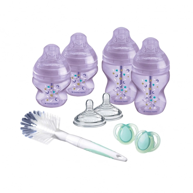 Tommee Tippee Advanced Anti-Colic Mixed Size Baby Bottle Set, Purple