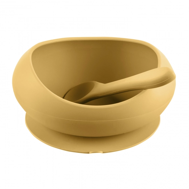 Silicone Bowl with Raised Edges and Suction - Mustard Yellow