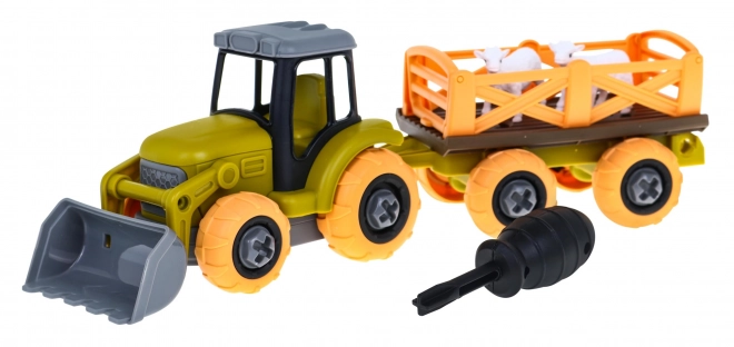 Dismantle Tractor Set with Trailer and Sheep for Kids 3+